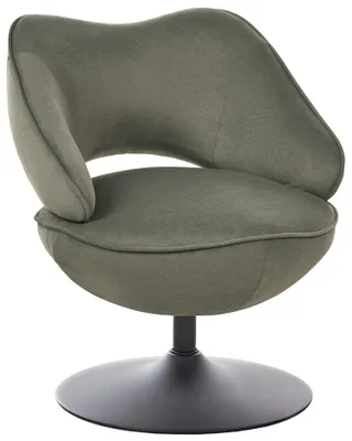 Produktbild von BELIANI Polstersessel Dunkelgrün aus Samtstoff Drehbar Niedrige Rückenlehne Mid Century Modern Stil Drehsessel Loungesessel Stoffsessel Wohnzimmer
