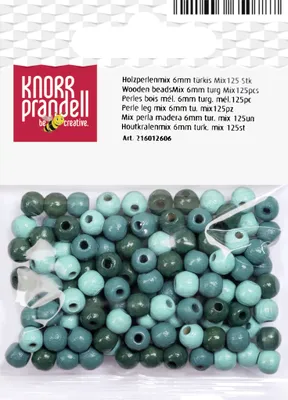 Imagen del producto de KNORR prandell 216012606. Mezcla de cuentas de madera, diámetro 6 mm, color turquesa