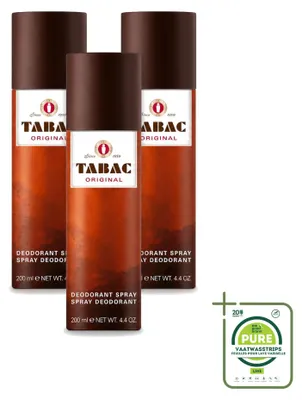 Zdjęcie produktu dla 3 sztuki dezodorantu w sprayu Tabac Original, działającego również jako antyperspirant, pojemność 200 ml - opakowanie zbiorcze