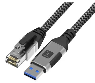 Produktbild von Techly ICOC U3A-RJ45-010, 1 m, Cat6, F/UTP (FTP), USB Typ-A, RJ-45, Schwarz, Silber