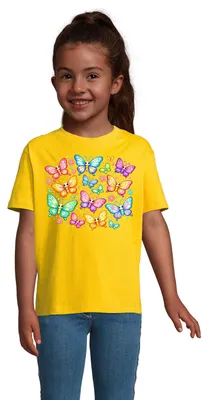 Produktbild von T-Shirt für Kinder mit buntem Schmetterling Print aus Baumwolle