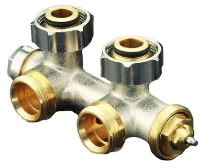 Produktbild von Oventrop Zweirohrarmatur Multiblock T Eck, 3/4" ÜM x 3/4" AG