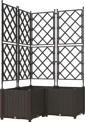 Image de vidaXL Jardinière pour plantes, lot de 3, marron, 80 x 80 x 143 cm, en polypropylène