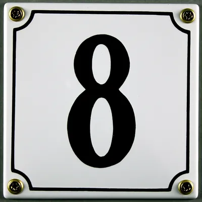 Produktbild von Hausnummernschild 8 weiß 12x12 cm Schild Emaille Hausnummer Haus Nummer Zahl Ziffer