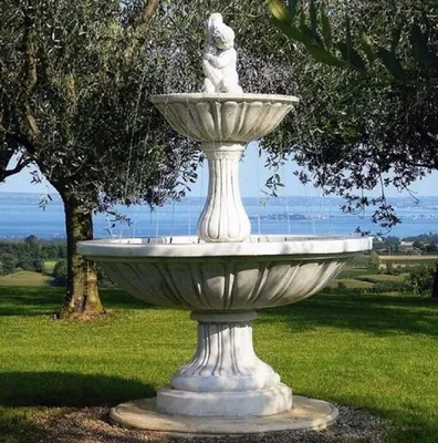 Immagine prodotto di Casa Padrino fontana barocca grigia Ø 130 x H. 195 cm - Fontana da giardino rotonda - Italy