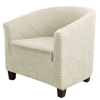 Produktbild von Jacquard Stretch Sesselschoner Sesselbezug Mit Armlehnen für Loungesessel, Beige