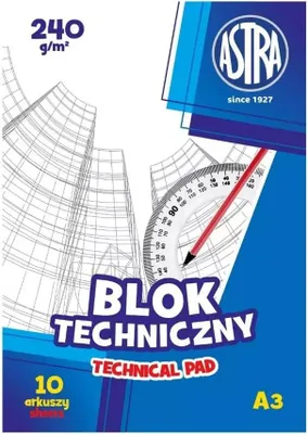 Produktbild von Blok techniczny A3/10K 240g (10szt) ASTRA