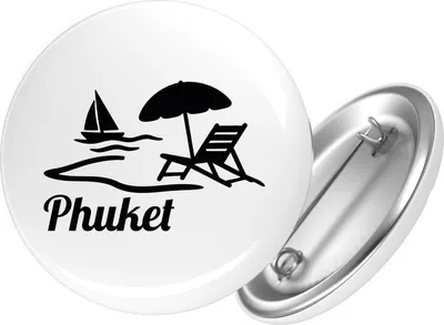 Produktbild von Huuraa Button Phuket Inselmotiv Thailand 59mm rund mit Sicherheitsnadel Ansteckbutton Geschenkidee