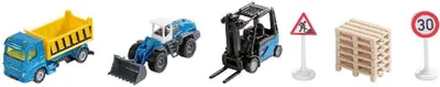 Produktbild von siku Geschenk-Set Baustelle 6teilig, mit Lkw, Gabelstapler, Bagger, Schildern und Paletten,, ab 3 Jahren