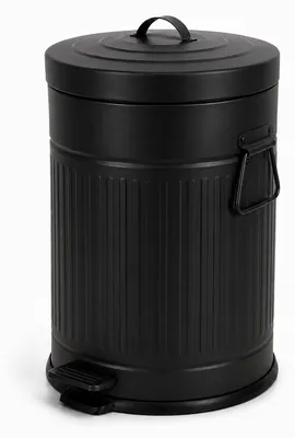 Produktbild von Relaxdays Mülleimer, 20 Liter, Küche, entnehmbarer Inneneimer, Fußpedal, Softclose, Metall, Retro Tretmülleimer, schwarz, KI-generiertes Bild