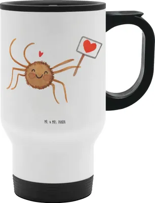Produktbild von Mr. & Mrs. Panda To Go Becher Spinne Agathe Motivation - Weiß - Geschenk, Glück, thermosbecher, Kaffeebecher, Dankeschön, Thermobecher, isolier trinkbecher, Liebe, Klein