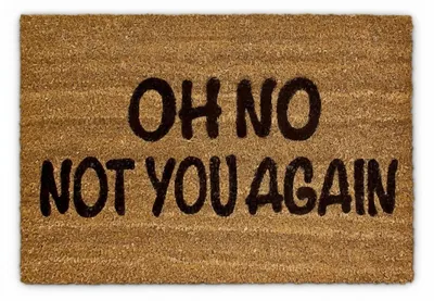 Image de Tapis d'entrée Relaxdays OH NO, L x P : 40 x 60 cm, fibre de coco, antidérapant, tapis anti-salissures/paillasson pour l'intérieur/l'extérieur, marron