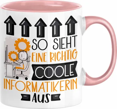 Produktbild von Informatikerin Geschenk Tasse Geschenkidee für Informatikerin Geburtstag Weihnachten Spruch So Sieht Eine Richtig Coole Informatikerin Aus Kaffee-Becher  (Rosa)