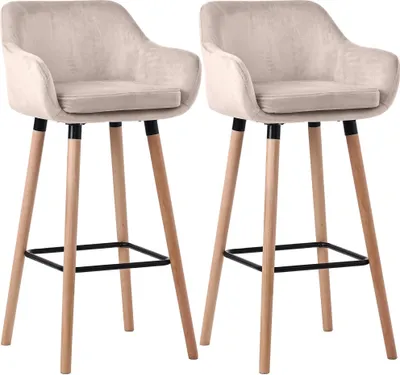 Produktbild von 2er Set Barhocker HLO-CP19 Samt  creme