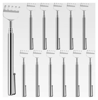 Produktbild von 12 Stück Ausziehbare Rückenkratzer aus Edelstahl, Teleskop Rückenkratzer, 15 bis 50 cm Kratzhand für Rücken, Kopf, Beine, Praktisches Werkzeug für Frauen, Männer und Senioren