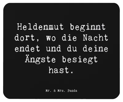 Produktbild von Mr. & Mrs. Panda Mouse Pad Spruch Ängste vor Monstern besiegen - Schwarz - Geschenk, Phantasie, Mut und Lebenskraft, Mousepad, mousematte, mutig sein, pc mausunterlage