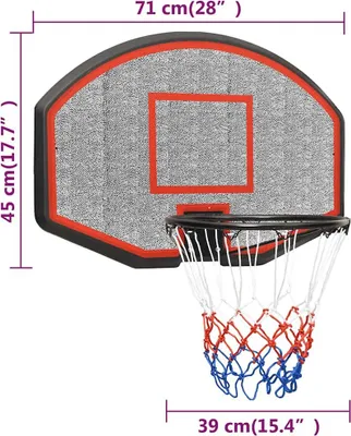 Produktbild von vidaXL Basketballkorb Schwarz 71x45x2 cm Polyethylen