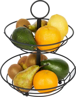 Immagine prodotto di cesto di frutta Astoria 26x26x30,5 cm a 2 livelli, nero