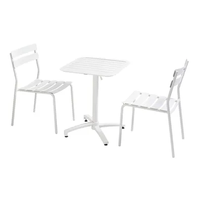 Immagine prodotto di Tavolo reclinabile 60 x 60 cm e 2 sedie bianche - Oviala Almada