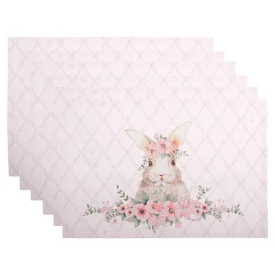 Obrázok produktu pre Clayre & Eef sada 6 podložiek 48x33 cm ružová bavlna králik