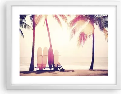 Produktbild von Gerahmtes Poster - Weißer Rahmen - Fackel Strand Surfen - 40x30 cm - Wand Bild - Wanddeko - Wandbilder - Kunstposter - Wandposter - Bilderrahmen - Bilder - Kunstdruck - P2WAA40x30-4593