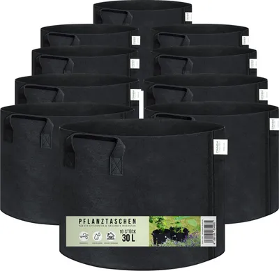 Produktbild von CINNEA Pflanztasche 30L aus Filz-Stoff, 10 Stück, Pflanzsack