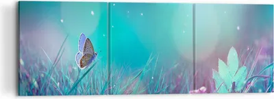 Produktbild von Bild auf Leinwand - Leinwandbild - Schmetterling Wiese Blume - 120x40cm - Wand Bild - Wanddeko - Leinwanddruck - Bilder - Kunstdruck - Wanddekoration - Leinwand bilder - Wandkunst - CA120x40-4077