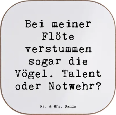 Produktbild von Mr. & Mrs. Panda Getränkeuntersetzer Spruch Besondere Flöte - Weiß - Geschenk, Coaster, Untersetzer für Gläser, Lernen, Holzblasinstrument, Musikinstrument, Musik, Glas