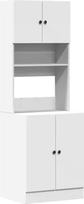 A white kitchen cabinet unit shown from the front.