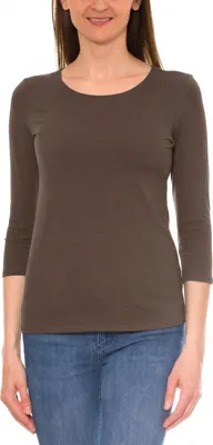Produktbild von Alkato Damen Shirt 3/4 Arm mit Rundhals, Farbe: Schokoladenbraun, Größe: L