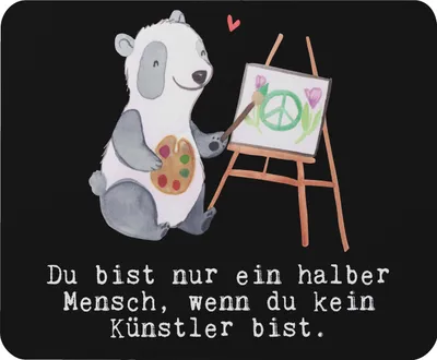 Produktbild von Mr. & Mrs. Panda Mouse Pad Künstler Herz - Schwarz - Geschenk, Mauspad, Lustig, Witzig, Spruch, laptop, Maler, mousematte, computermatte, Mousepad