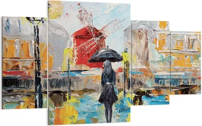 Produktbild von Bild auf Leinwand - Leinwandbild - 4 Teile - Frau Bild Öl - 160x90cm - Wand Bild - Wanddeko - Wandbilder - Leinwanddruck - Bilder - Wanddekoration - Leinwand bilder - Wandbild - DL160x90-4974