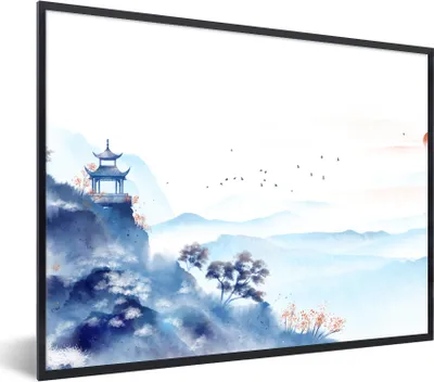 Produktbild von MuchoWow® Gerahmtes Poster Malerei - Ölfarbe - Natur 80x60 cm - Poster mit Schwarzem Bilderrahmen Wandposter Rahmen Foto Bilder - Schwarzem - Mit Gestell