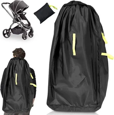 Productafbeelding van Famanu Transporttas 61 x 46 x 119 cm - waterdicht, 420D - Beschermhoes voor kinderwagens - opvouwbare draagtas - zwart