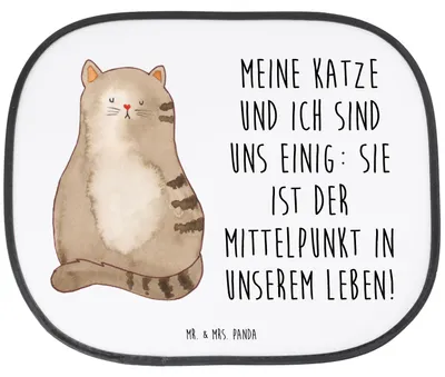 Produktbild von Mr. & Mrs. Panda Auto Sonnenschutz Katze Sitzen - Weiß - Geschenk, Cat, Pkw, Cats, Katzen, Liebe, autofenster, saugnapf, Seitenscheibe