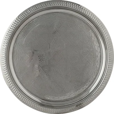 Obrázok produktu pre Orientálny dekoratívny podnos servírovací podnos na sviečky Nacera silver 28cm