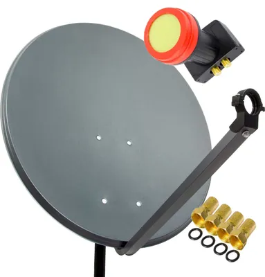 Produktbild von PremiumX 60cm Satellitenschüssel Anthrazit PX-SUN Twin LNB 4x F-Stecker