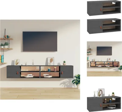 Obrázek produktu pro vidaXL Nástěnné skříňky 2 ks. Šedé 80x30x30 cm z masivního borovicového dřeva - Nástěnné police