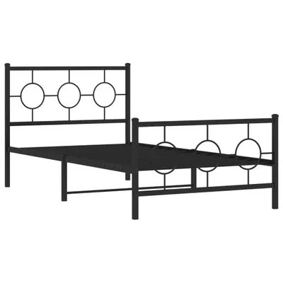Produktbild von Bettgestell mit Kopf- und Fußteil Metall Schwarz 100x190 cm