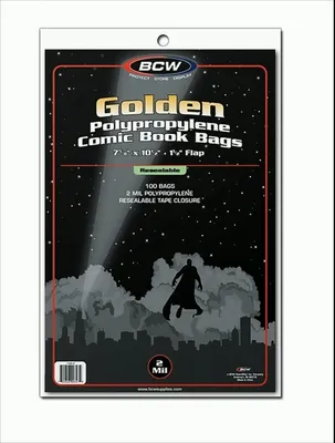 Obrázok produktu pre Zlaté uzatvárateľné vrecká na komiksy BCW (100 ks)