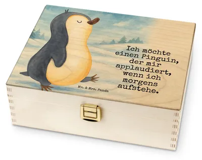 Produktbild von Mr. & Mrs. Panda Teebox Pinguin marschieren Design - Weiß - Geschenk, Familie, Tee Box, Pinguine, für Paare, Aufstehen, Teeaufbewahrung, Unausgeschlafen, Teebehälter