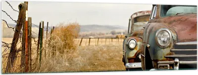 Produktbild von Bilder auf glas - Auto Alt Feld - 160x50cm - Glasbilder - Wandbilder - Kunstdruck - zum Aufhängen bereit - Wanddekoration aus Glas - Glas Bilder - Wandbild auf Glas - Einteilig - GAB160x50-0117
