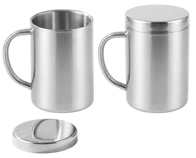 2er Set Edelstahlbecher mit Deckel, 400 ml, Thermo-Kaffeebecher