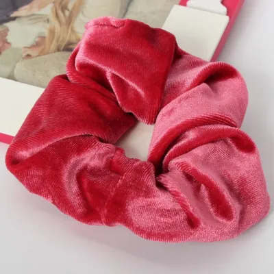 Produktbild von XXL Velour Samt Haargummi Zopfgummi Haarband Pferdesschwanz Scrunchie Altrosa