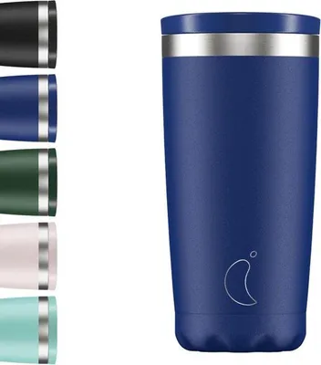 Image de Gobelet isotherme double paroi Famanu avec couvercle - Acier inoxydable - Bleu mat - 500 ml