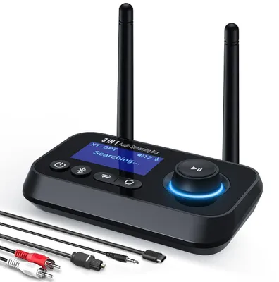 Imagen del producto de Transmisor y receptor Bluetooth 3 en 1, con amplio alcance, conexión AUX, óptica y RCA