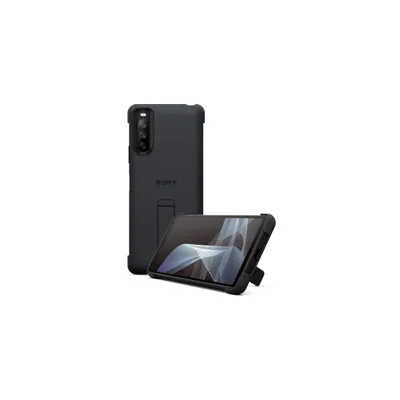 Produktbild von Sony Handyhülle für Xperia 10 III, Schwarz, mit Standfuß, antibakteriell, robust, schützend & griffig