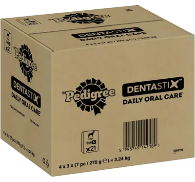 Produktbild von PEDIGREE® DENTASTIX™ Daily Oral Care Karton Multipack große Hunde >25kg 4 x 3 x 7 Stück