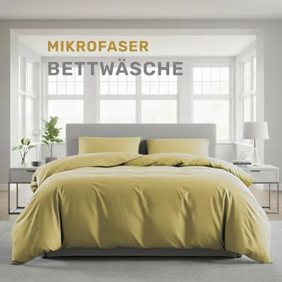 Produktbild von Lavea® Bettwäsche 200x220 cm, 3-teilig, 1 Bettbezug 200x220 cm, 2 Kissenbezüge 80x80 cm, Mikrofaser, weich, atmungsaktiv, hypoallergen, Markenreißverschluss, Bettwäsche-Sets Beige