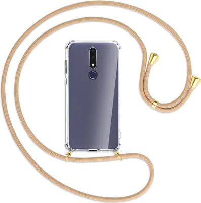 Produktbild von Handykette Backcover-Schutzhülle mit Band (Metall goldfarben) für Nokia 3.1 Plus - beige